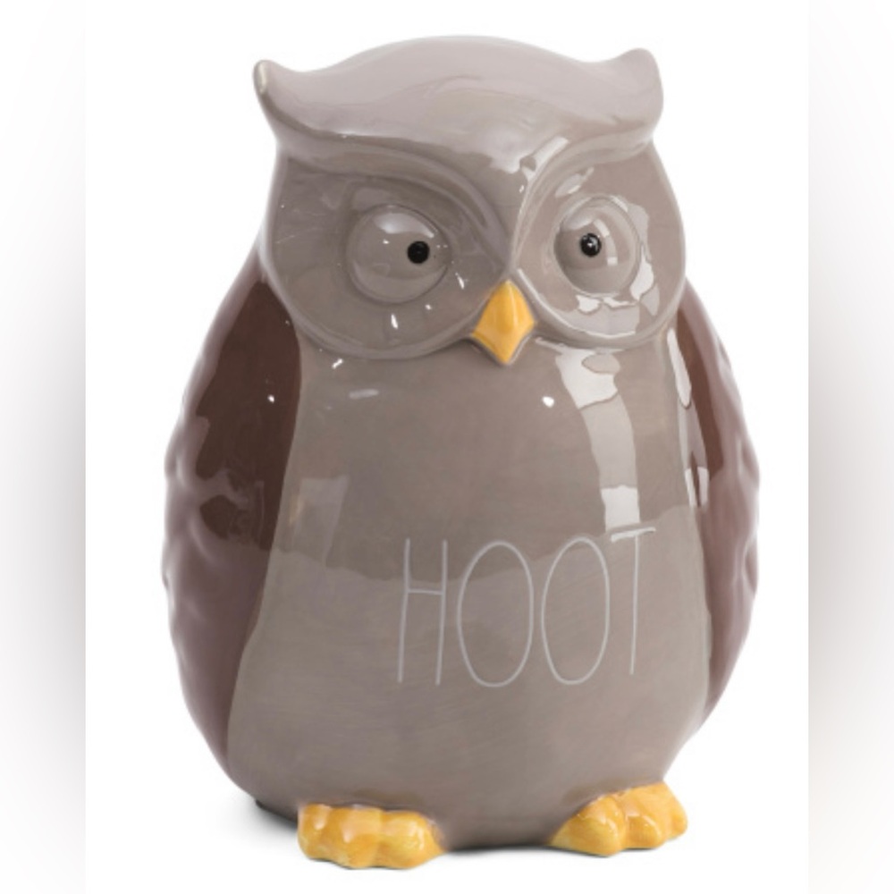 🦉RAE DUNN Ceramic HOOT Owl Decor Shiny 6”W x 8.5”H